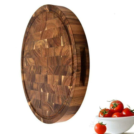 Stylish Acacia Wood Round Cutting Board - Perfect for Culinary Prep and Charcuterie Displays - Très Elite