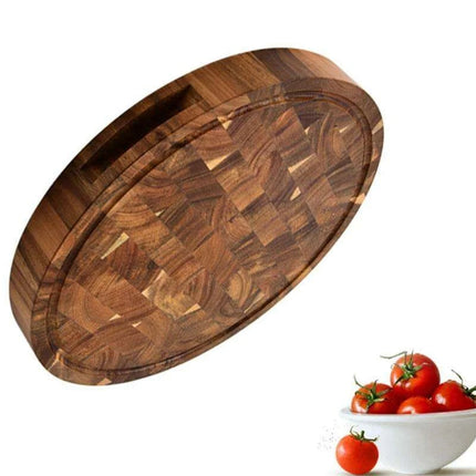 Stylish Acacia Wood Round Cutting Board - Perfect for Culinary Prep and Charcuterie Displays - Très Elite