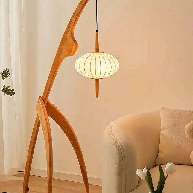 Stylish Adjustable Walnut Wood Floor Lamp for Modern Interiors