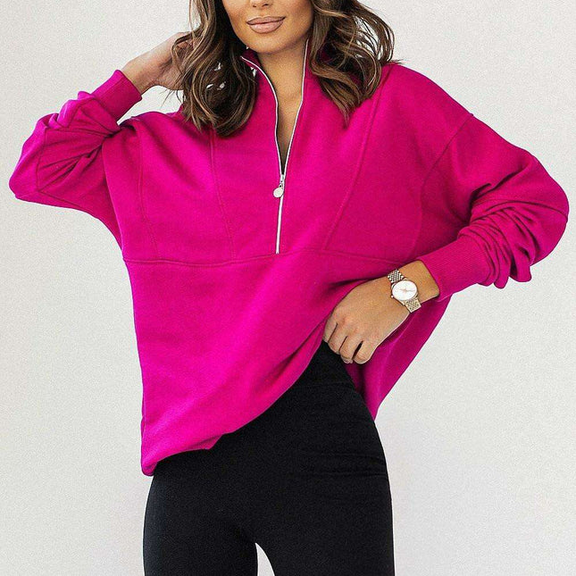 Stylish Adjustable Zipper Sweatshirt IVON Cozy Fleece Top