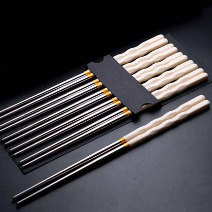 Stylish Anti-Slip Stainless Steel Chopsticks for Sushi and Asian Dishes - Ideal for Home and Restaurant Use - Très Elite