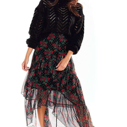 Stylish Asymmetrical Chiffon Maxi Skirt with Unique Prints - Très Elite