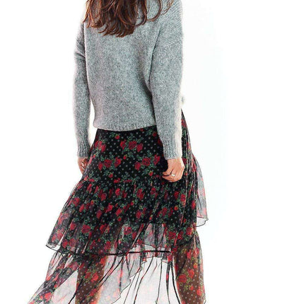 Stylish Asymmetrical Chiffon Maxi Skirt with Unique Prints - Très Elite