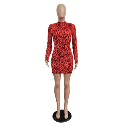 Stylish Autumn Leopard Print Bodycon Mini Dress for Trendy Looks - Très Elite