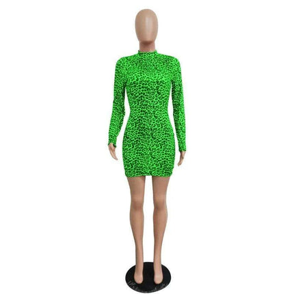 Stylish Autumn Leopard Print Bodycon Mini Dress for Trendy Looks - Très Elite