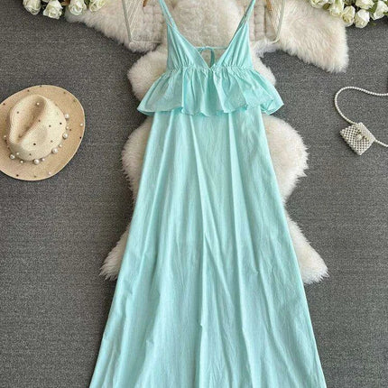 Stylish Backless Ruffled A-Line Midi Dress for Effortless Summer Chic