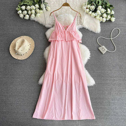 Stylish Backless Ruffled A-Line Midi Dress for Effortless Summer Chic