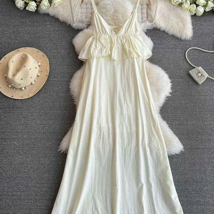 Stylish Backless Ruffled A-Line Midi Dress for Effortless Summer Chic