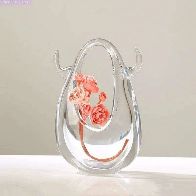 Stylish Bag-Inspired Glass Vase for Contemporary Home Decor and Plant Presentation