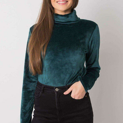 Stylish Beige Velour Turtleneck Sweater with Cozy Cotton Blend - Très Elite