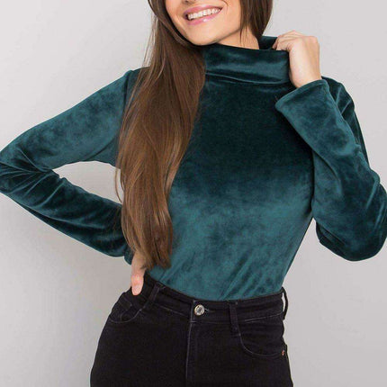 Stylish Beige Velour Turtleneck Sweater with Cozy Cotton Blend - Très Elite