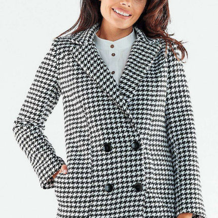 Stylish Black Buttoned Double-Breasted Coat - Très Elite