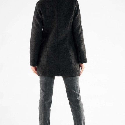 Stylish Black Buttoned Double-Breasted Coat - Très Elite