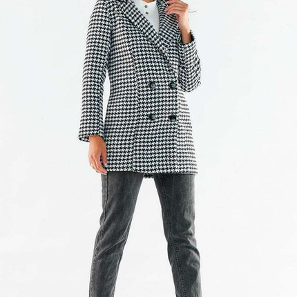 Stylish Black Buttoned Double-Breasted Coat - Très Elite