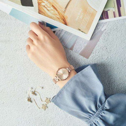 Stylish Blue Mesh Women's Watch with Precision Japan Miyota Movement - JULIUS Luxury Watch- Très Elite- Très Elite