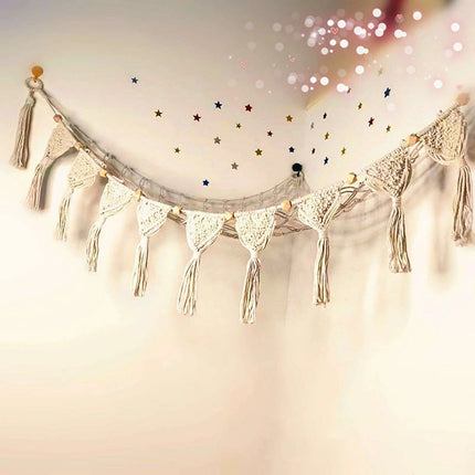 Stylish Bohemian Macrame Toy Storage Hammock with Chic Design - Très Elite