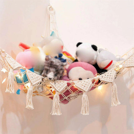 Stylish Bohemian Macrame Toy Storage Hammock with Chic Design - Très Elite