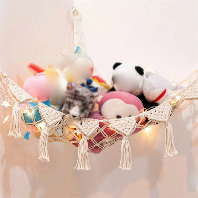 Stylish Bohemian Macrame Toy Storage Hammock with Chic Design