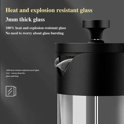 Stylish Borosilicate Glass French Press - Choose from 350ML, 600ML, and 1000ML for Exceptional Brewing - Très Elite