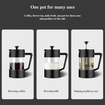 Stylish Borosilicate Glass French Press - Choose from 350ML, 600ML, and 1000ML for Exceptional Brewing - Très Elite