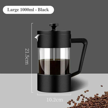 Stylish Borosilicate Glass French Press - Choose from 350ML, 600ML, and 1000ML for Exceptional Brewing - Très Elite