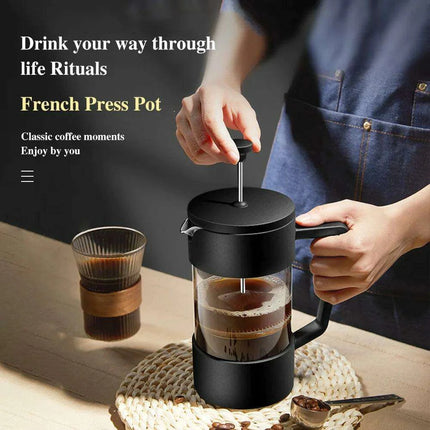 Stylish Borosilicate Glass French Press - Choose from 350ML, 600ML, and 1000ML for Exceptional Brewing - Très Elite