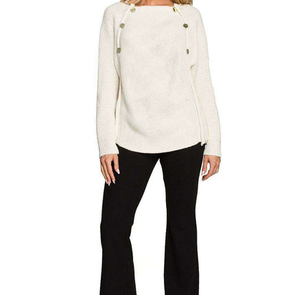 Stylish Button-Detail Raglan Sweater - Très Elite