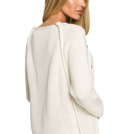 Stylish Button-Detail Raglan Sweater - Très Elite