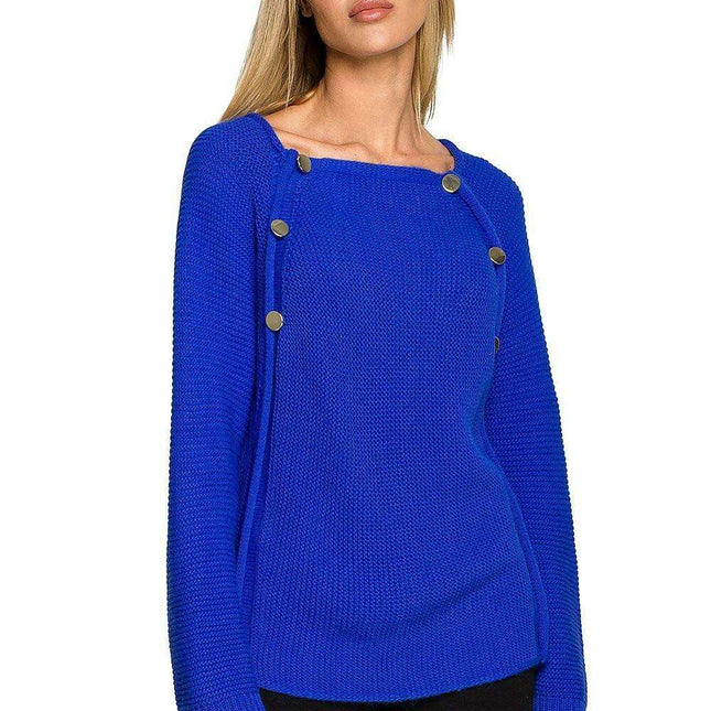 Stylish Button-Detail Raglan Sweater