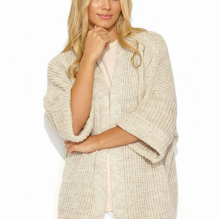 Stylish Buttonless Macadamia Cardigan