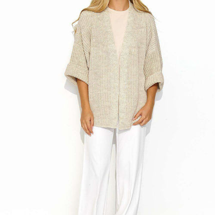 Stylish Buttonless Macadamia Cardigan - Très Elite