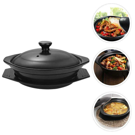 Stylish Ceramic Stew Pot Collection with Dual Handles and Serving Tray - Très Elite