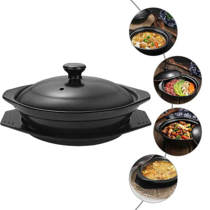 Stylish Ceramic Stew Pot Collection with Dual Handles and Serving Tray - Très Elite