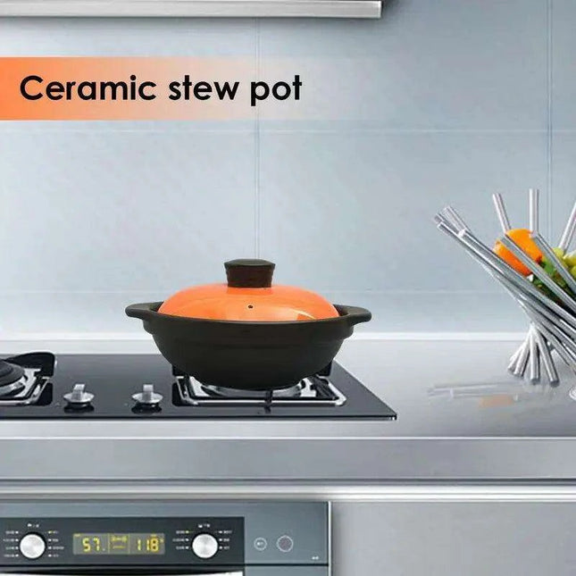 Stylish Ceramic Stew Pot for Gas Stoves - Practical Casserole with Lid for Easy Cooking