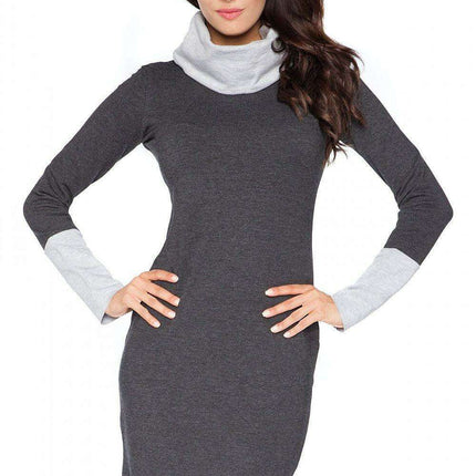 Stylish Convertible Collar Sweatshirt Dress - Très Elite