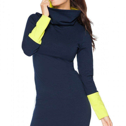 Stylish Convertible Collar Sweatshirt Dress - Très Elite