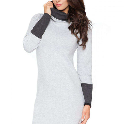 Stylish Convertible Collar Sweatshirt Dress - Très Elite