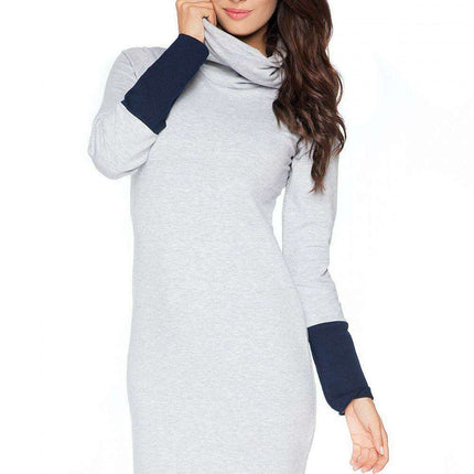 Stylish Convertible Collar Sweatshirt Dress - Très Elite