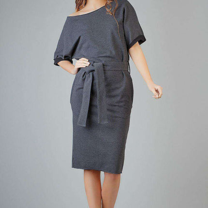 Stylish Cotton Blend Kimono Dress with Chic Sleeves and Convenient Pockets - Très Elite