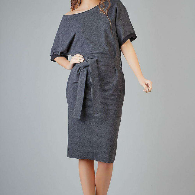 Stylish Cotton Blend Kimono Dress with Chic Sleeves and Convenient Pockets