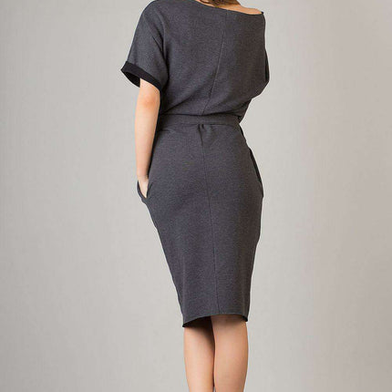 Stylish Cotton Blend Kimono Dress with Chic Sleeves and Convenient Pockets - Très Elite