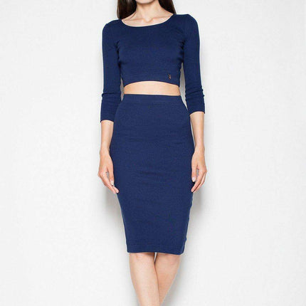Stylish Cotton Crop Top and Pencil Skirt Set - Très Elite