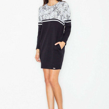 Stylish Cotton Day Dress with Knit Detail and Convenient Pockets - Embrace Comfort and Fashion - Très Elite