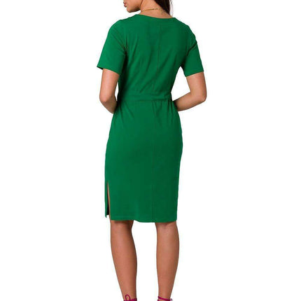 Stylish Cotton Knit Dress with Belt for Effortless Chic - Très Elite