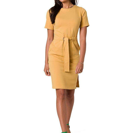 Stylish Cotton Knit Dress with Belt for Effortless Chic