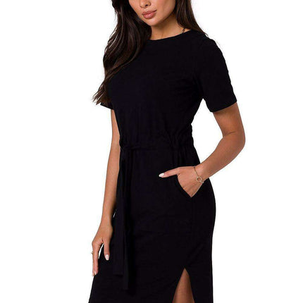 Stylish Cotton Knit Dress with Belt for Effortless Chic