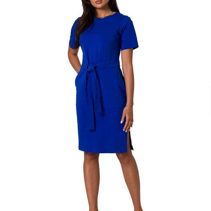 Stylish Cotton Knit Dress with Belt for Effortless Chic
