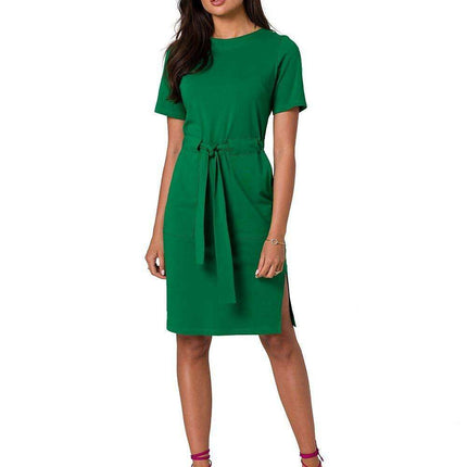 Stylish Cotton Knit Dress with Belt for Effortless Chic