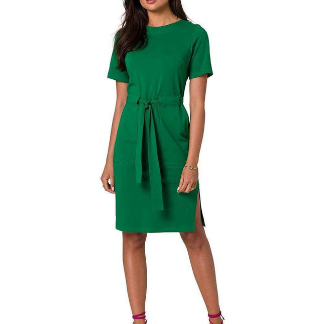 Stylish Cotton Knit Dress with Belt for Effortless Chic