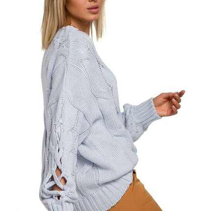 Stylish Cracked Sleeve Knit Pullover - Très Elite